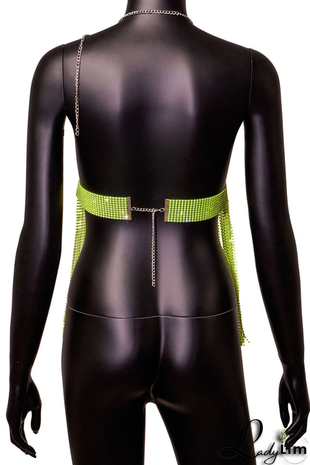 Pink Fashion Sexy Patchwork Tassel Backless Halter Tops