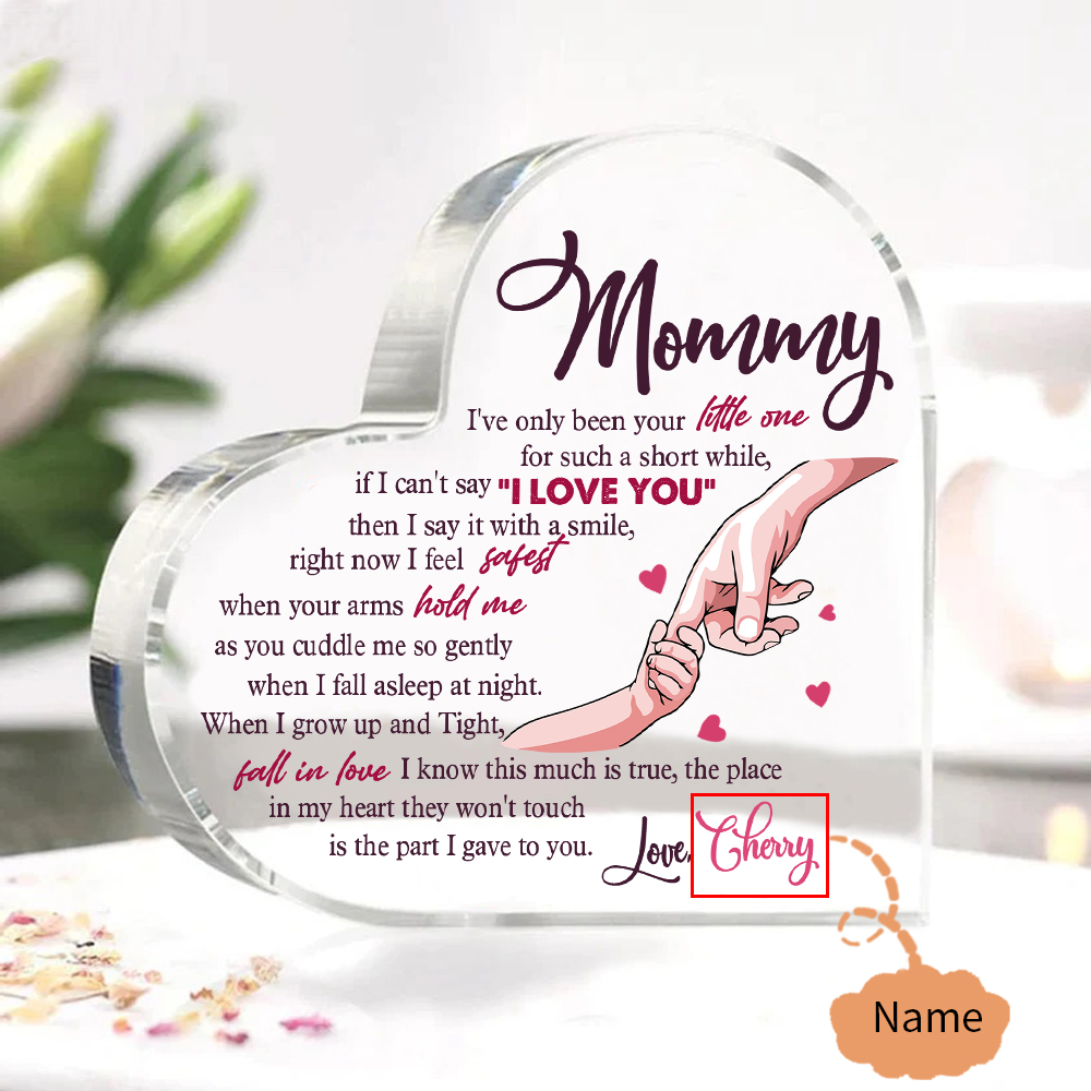 Personalised Name Acrylic Heart Keepsake Holding Hands Ornaments Gifts for Mum/Mom - I Feel Safest When Your Arms Hold Me-Jessemade AU