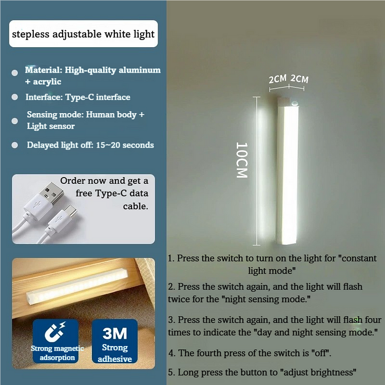 🎄Punch-free Smart Sensor Magnetic Rechargeable LED Lights