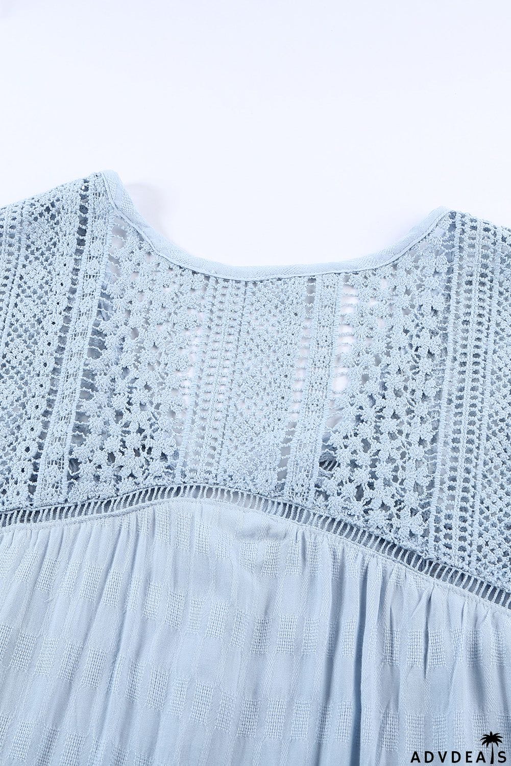 Chic Sky Blue Lace Tie Front Button V Neck Tank Top