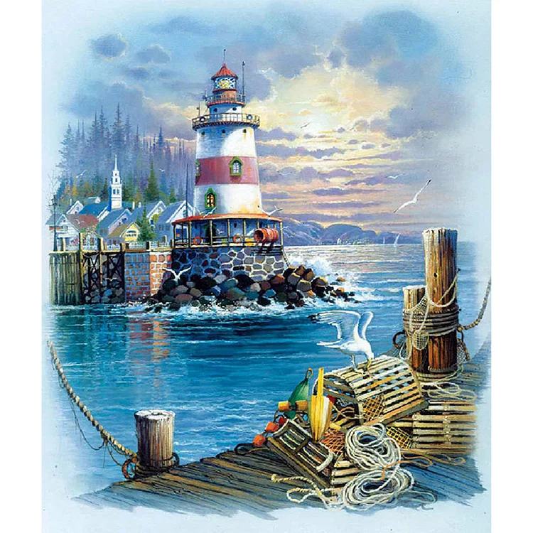 DIY - Seaside Lighthouse 11CT Stamped Cross Stitch 40*50CM