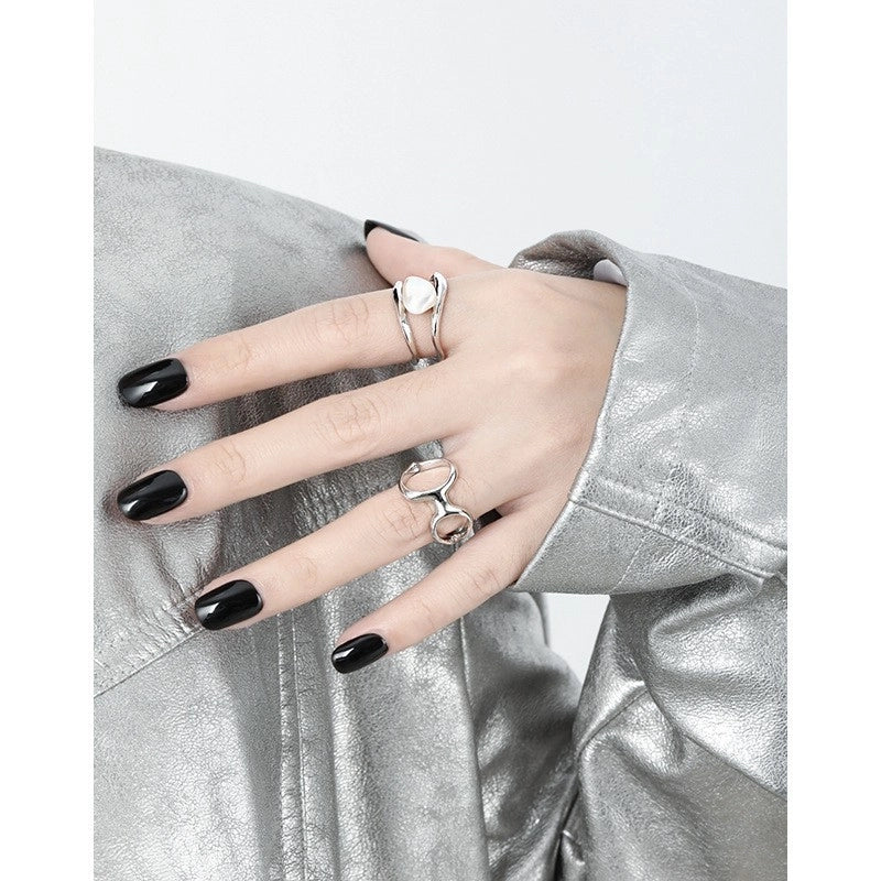 18K Gold Plated White Gold Plated 925 Sterling Silver Oval Open Rings