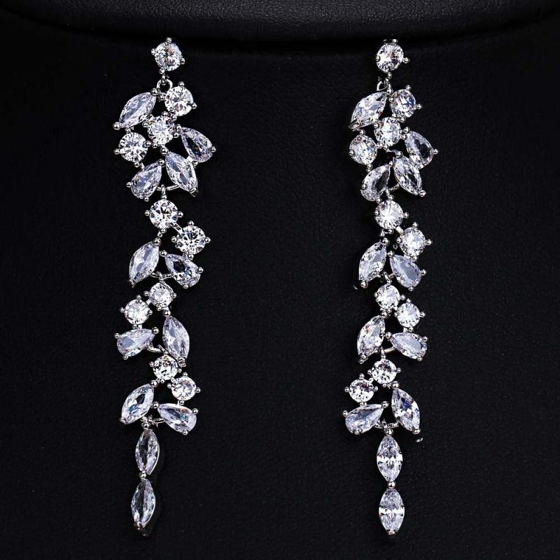 Carbic Zircon Leaves Long Dangle Earrings Party Jewelry | Oxredo Shop Ramadan Sale