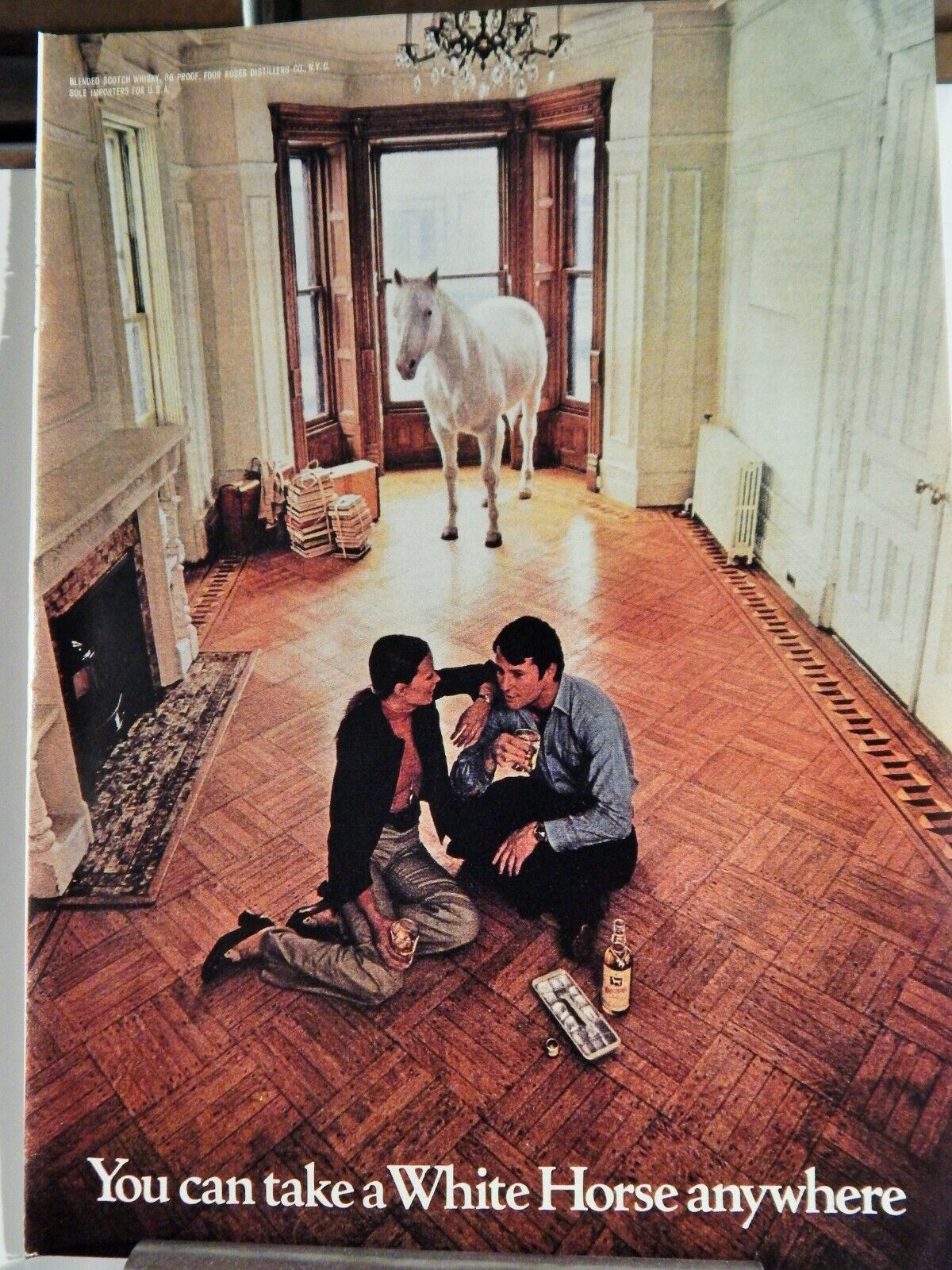 WHITE HORSE SCOTCH WHISKEY 1971 VINTAGE Photo Poster painting AD, RARE SOUGHT EPHEMERA