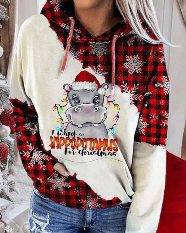 I Want A Hippopotamus For Christmas Hooded Sweatshirt