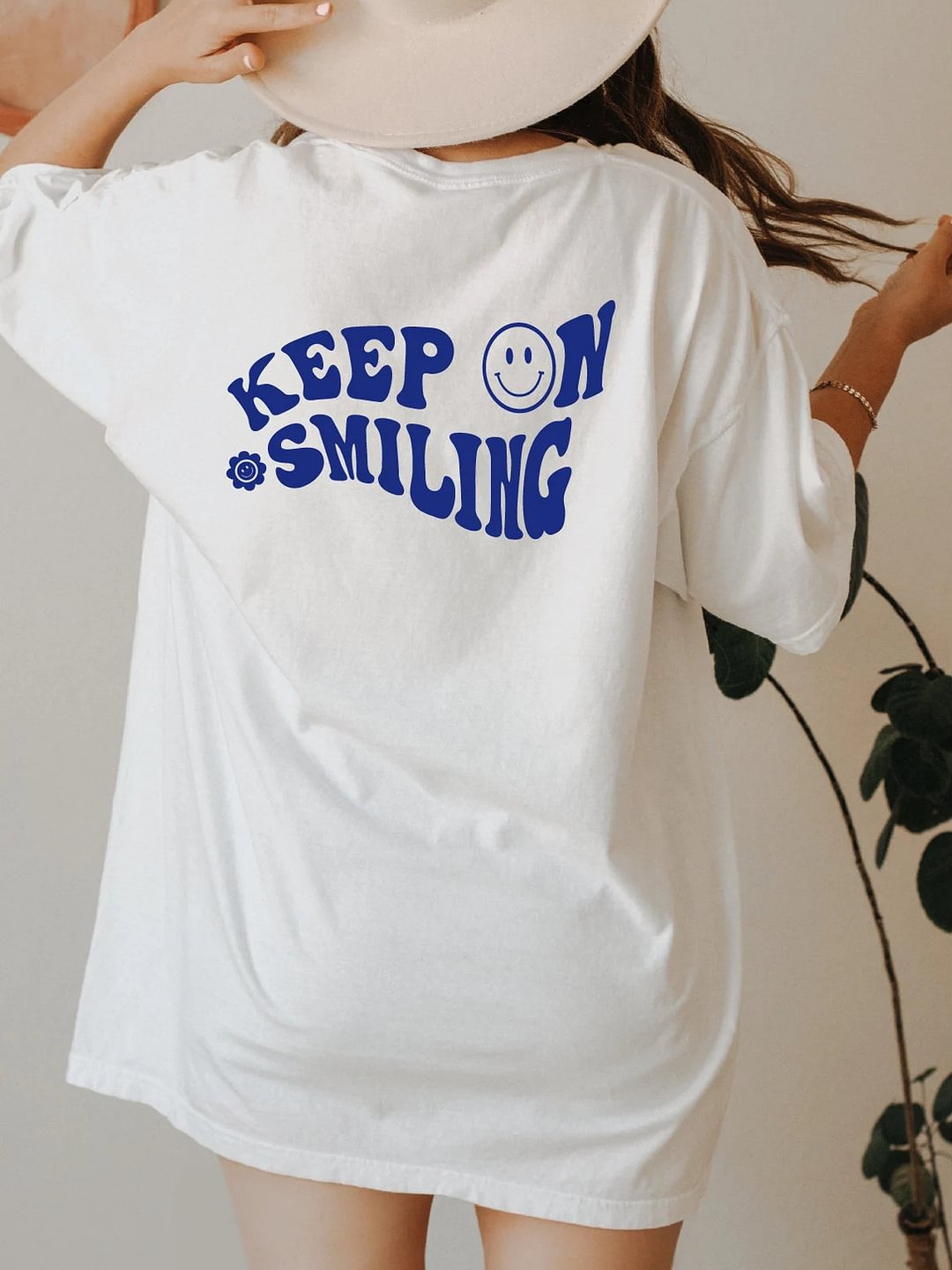 Women's Keep On Smiling Cotton Oversized T-Shirt
