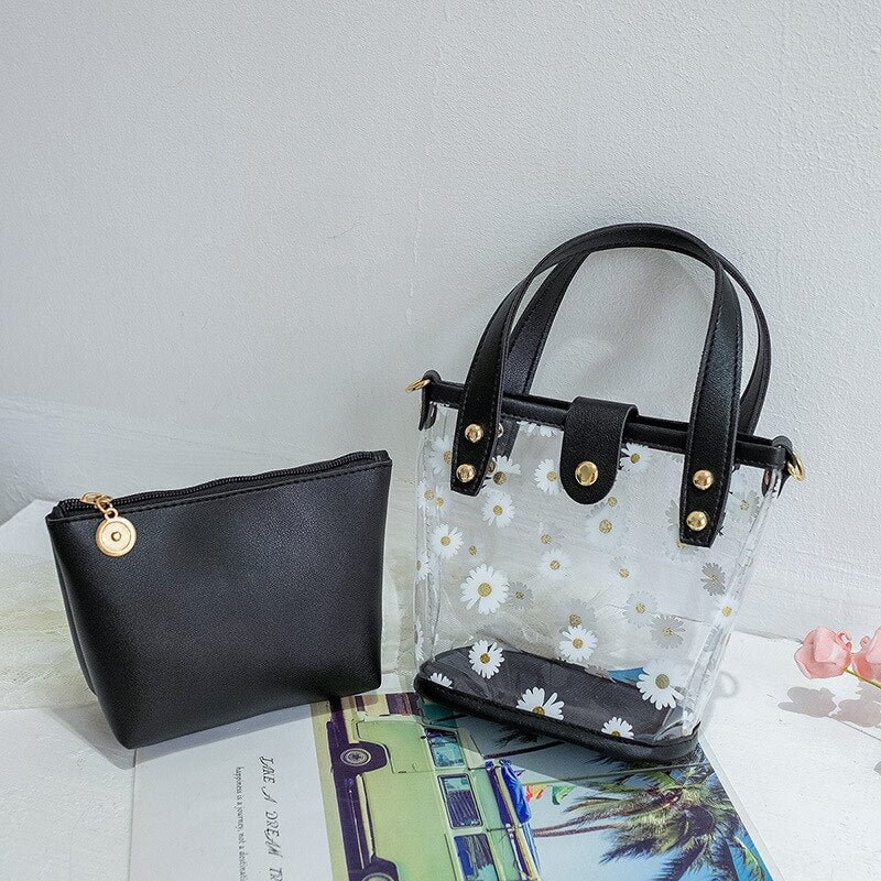 Women's Daisy Shoulder Bags All-match Transparent Jelly Chain Bag handbags purse clutches women Messenger Handbag Composite Tote