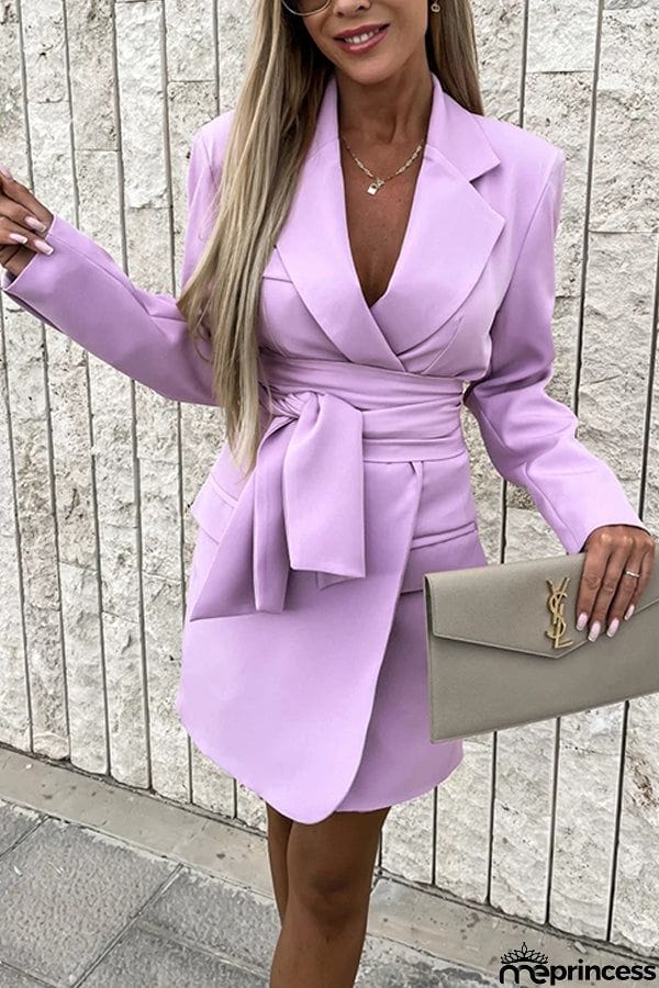 Loose Multicolor Suit Collar Dress