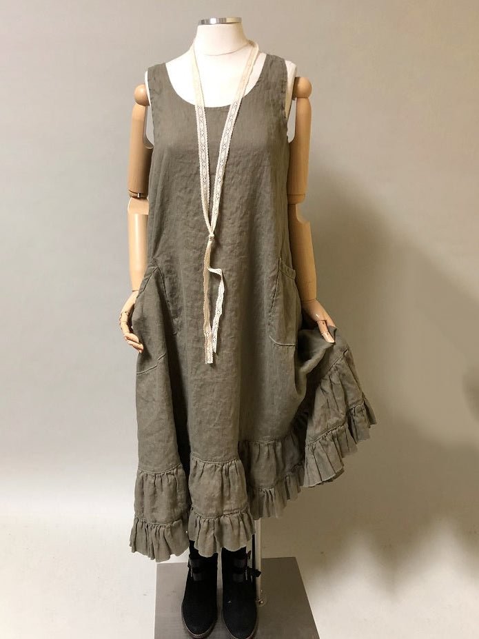 Linen Slip Dress-Tessa Pocket Slip Dress