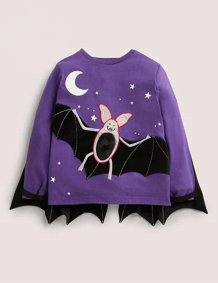 Clearance-Unisex Toddler & Kid Girl Halloween Glowing Bat Wing Costume Sweatshirt