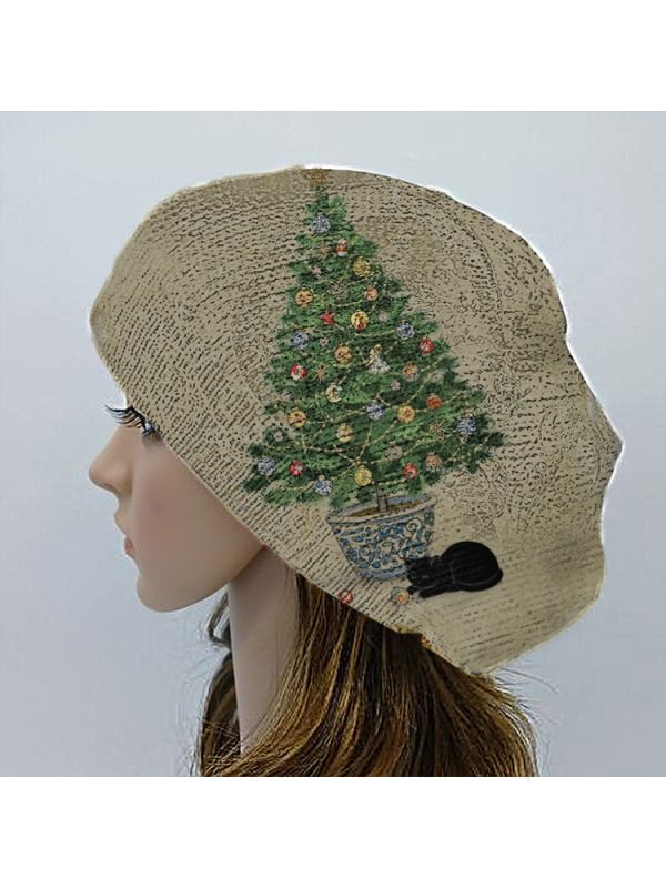 Casual multicolor flower print warm knit hat