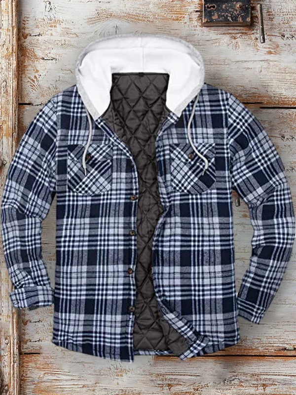 Men's autumn and winter plaid long-sleeved loose jacket