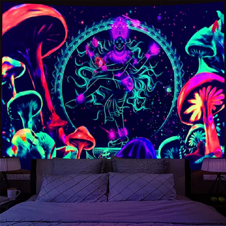 Fluorescent Tapestry Fairy Wall Hanging Carpet Luminous Glow Background Mat