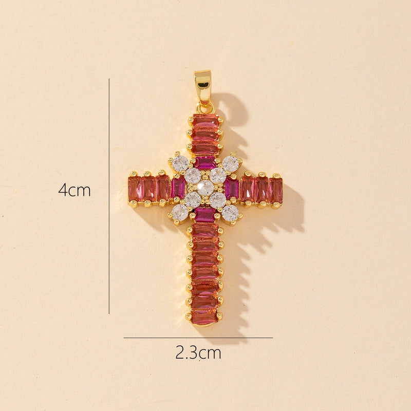 1 Piece Copper Zircon Printing Pendant