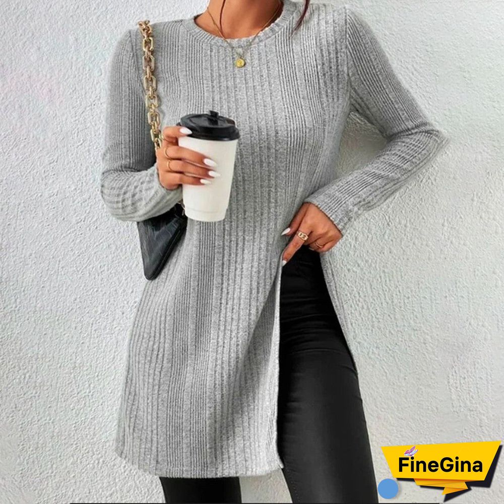 Casual Plain Round Neck Top