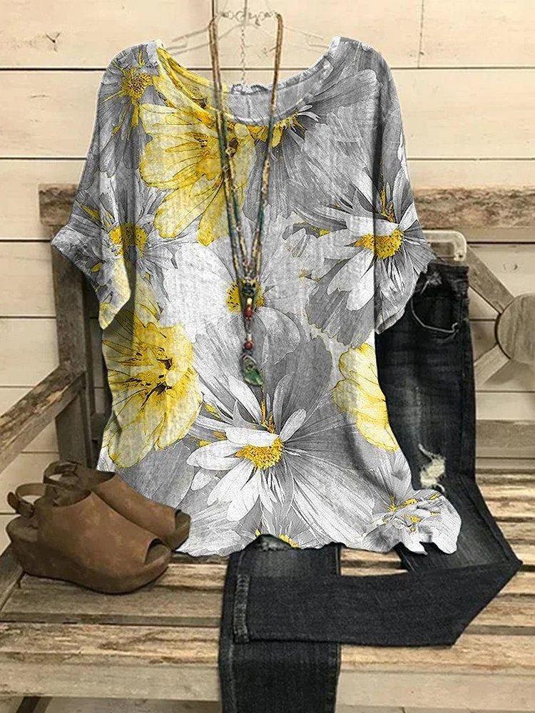 Women's Floral Print Vintage Casual Top