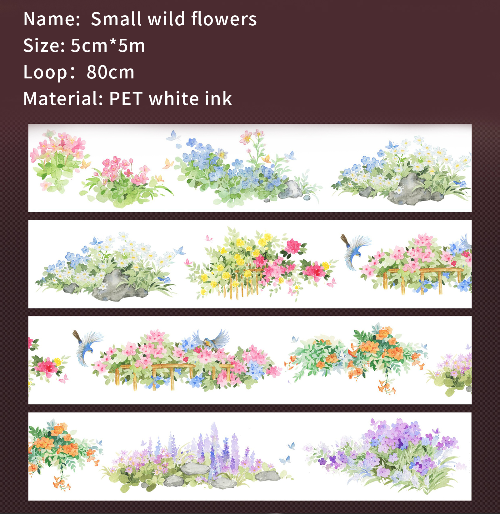 PET Tape - 500cm Vintage Flower Trees Ancient Mythology Landscaping 