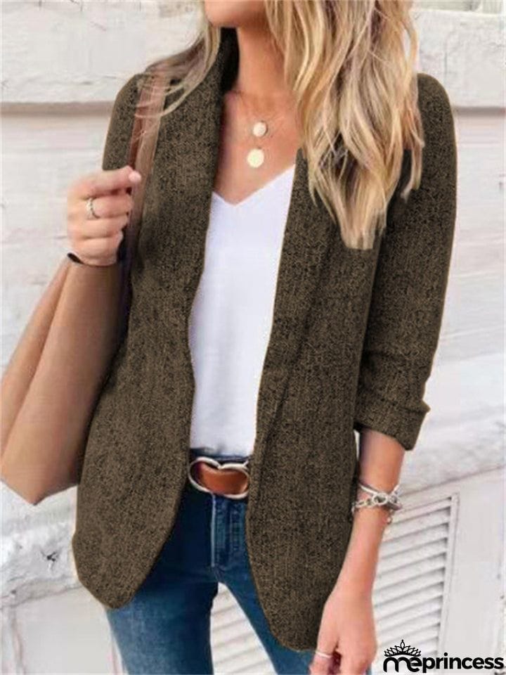 Fashion Open Front Lapel Collar Slim Casual Work Office Blazer Jacket