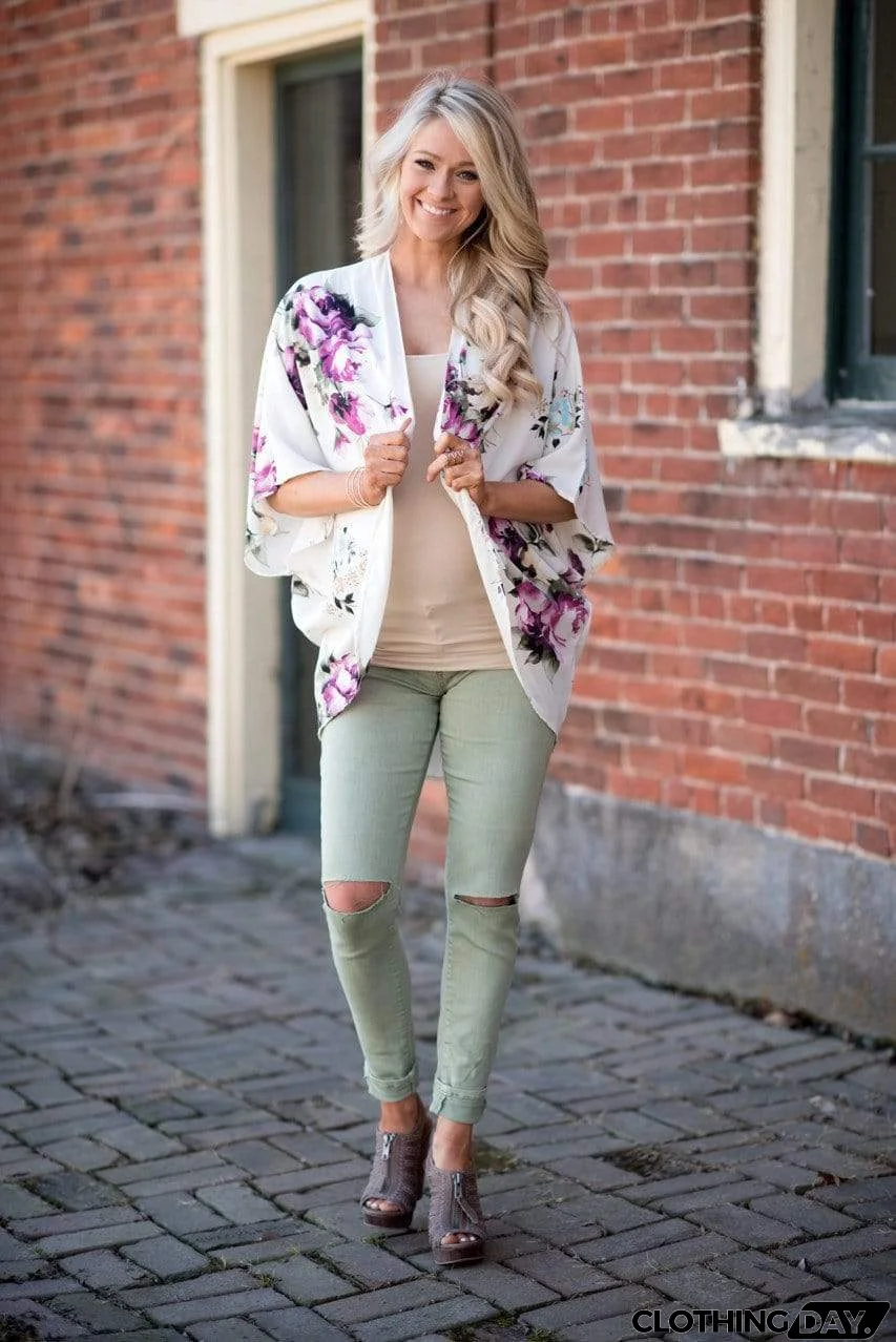 Bohemia Flower Print Summer Beach Women's Cardigan Loose Chiffon Coat