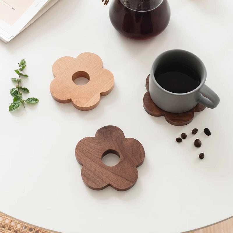 Japanese Style Cookie Coaster Beech Wood Black Walnut Wood Insulation Mat Placemat Coaster Cute Simple Pat Wind Insulation Mat