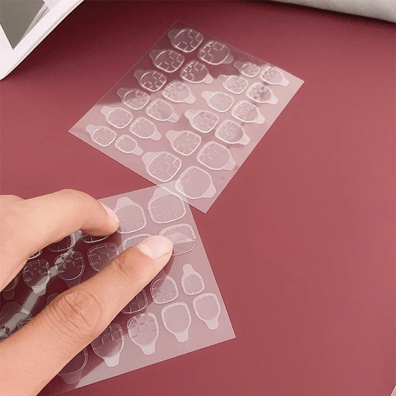 1/5/10 Sheet Fake Nails Toe Sticker Transparent Double Sided Adhesive Tapes Glue for Press On False Nail Tips  free shipping-Nail Inspo