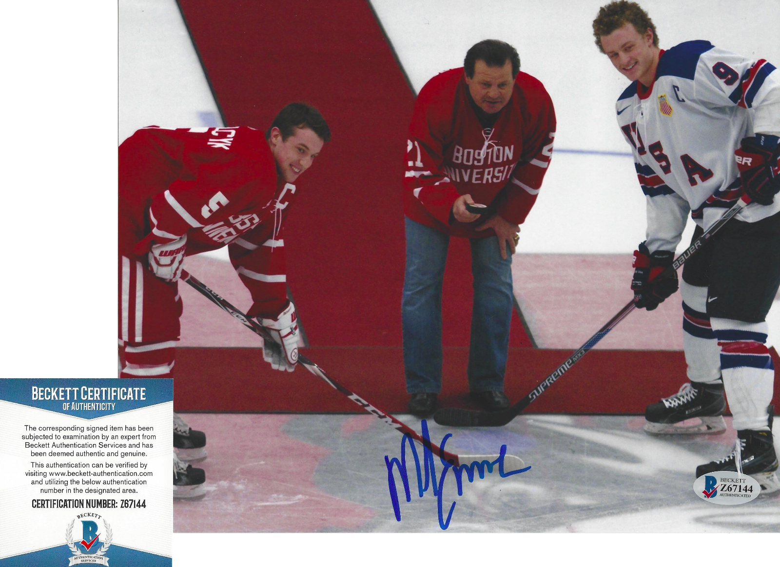MIKE ERUZIONE TEAM USA MIRACLE 1980 GOLD SIGNED 8x10 Photo Poster painting G BECKETT COA BAS