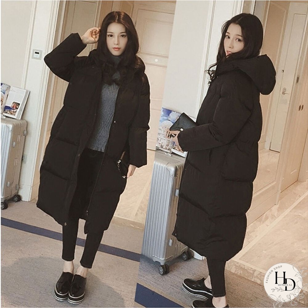 Women Loose Puffer Long Coat Parka Jacket Hooded Oversized Winter Outerwear