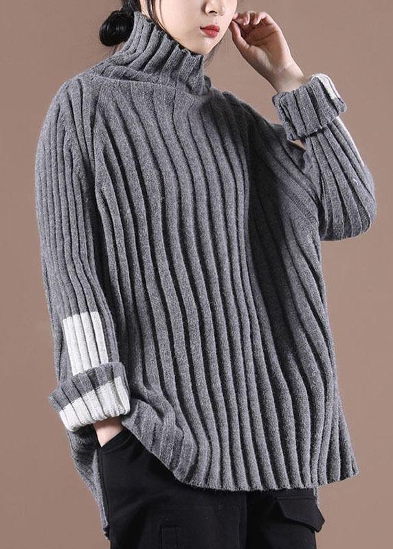 Beautiful Grey Turtleneck Side open Fall Cozy Sweater