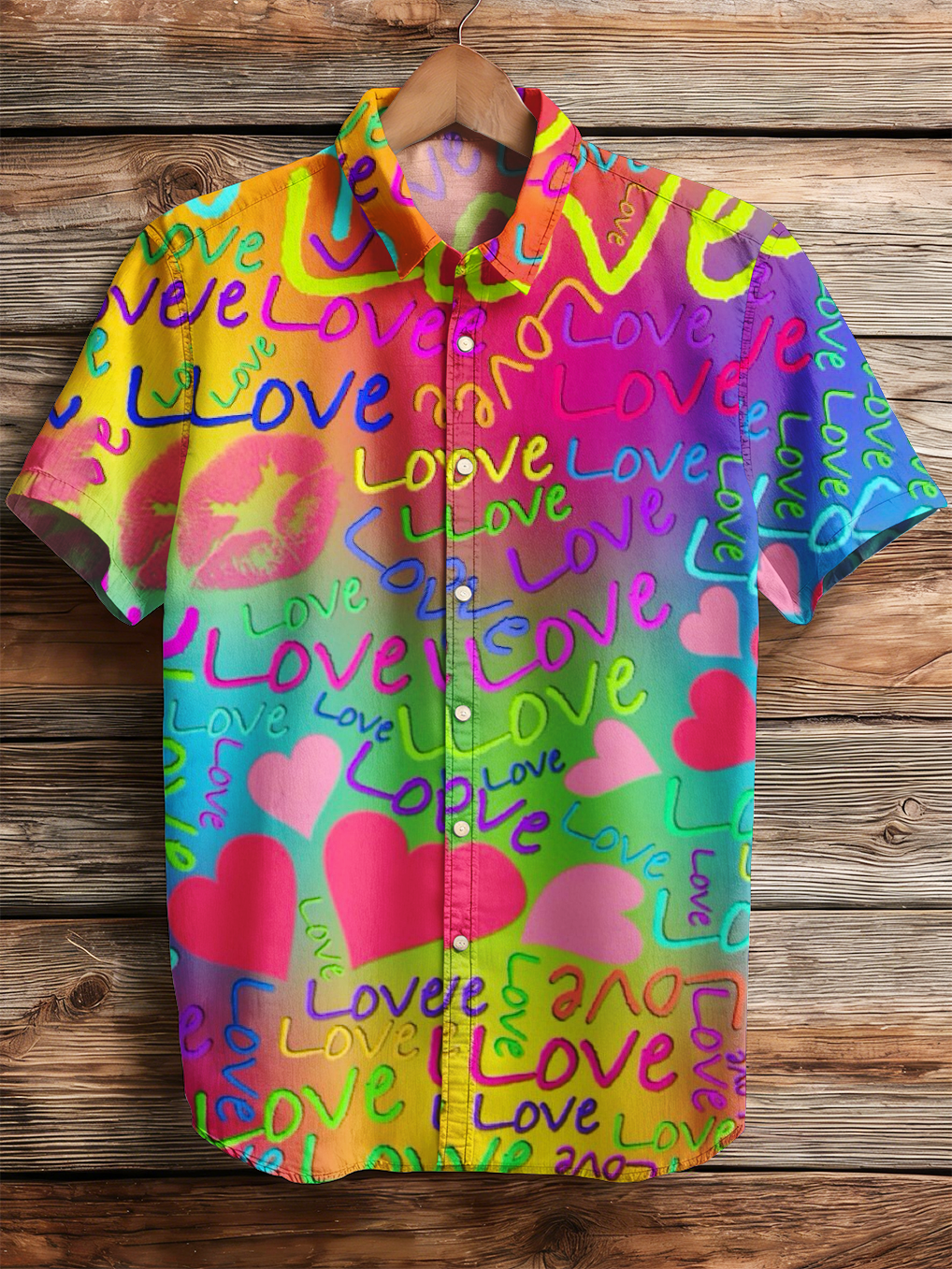 Valentine's Day striped casual shirt PLUSCLOTHESMAN