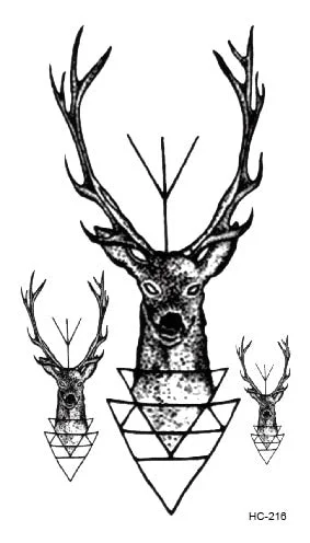 25 Different Waterproof Temporary Tattoo Stickers Fawn Deer Head Fake Tatto Geometric Animal Flash Hand Tatoo For Women Men