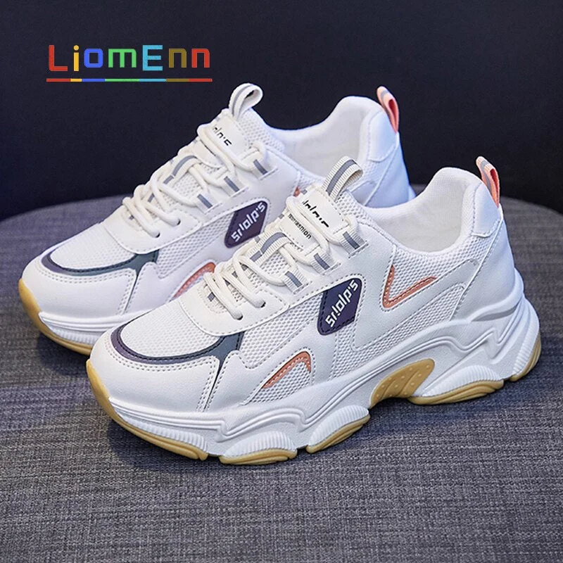 2021 Fashion Chunky Women's Platform Sneakers Women Shoes Korean Casual Sport Shoes White Vulcanized Tennis Female Basket Femme