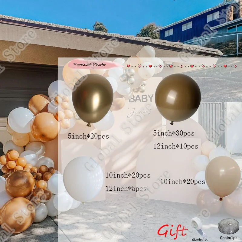 Christmas Gift 105Pcs Gold Caffee White Double Sand White Cream Birthday Decoration Ballons Party Decoration Wedding Decoration Birthday Party