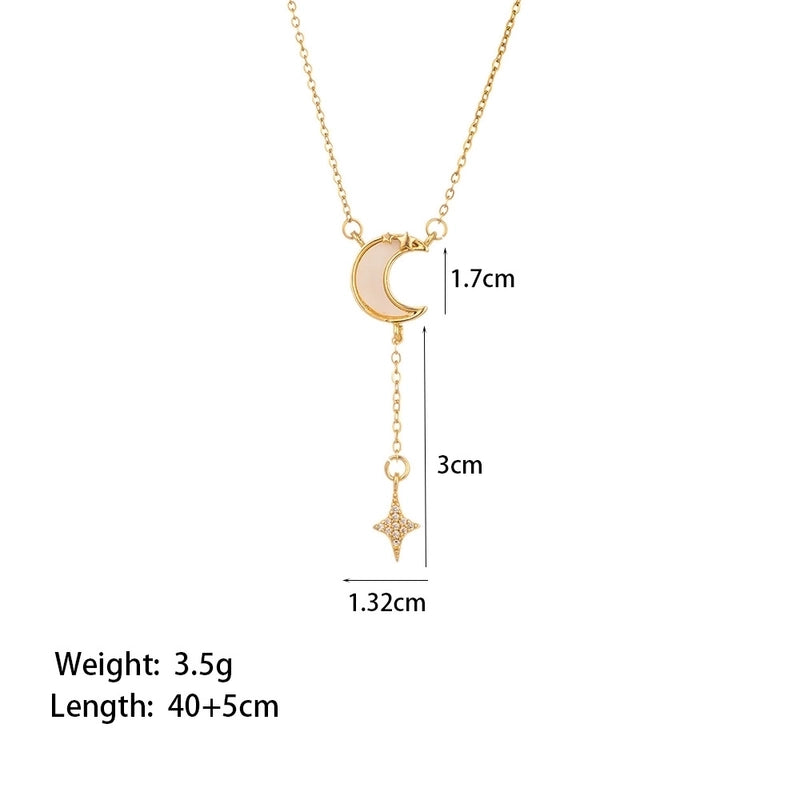 Sweet Minimalist Star Heart Shape Bow Knot Titanium Steel Zircon Plating Inlay Pendant Necklace