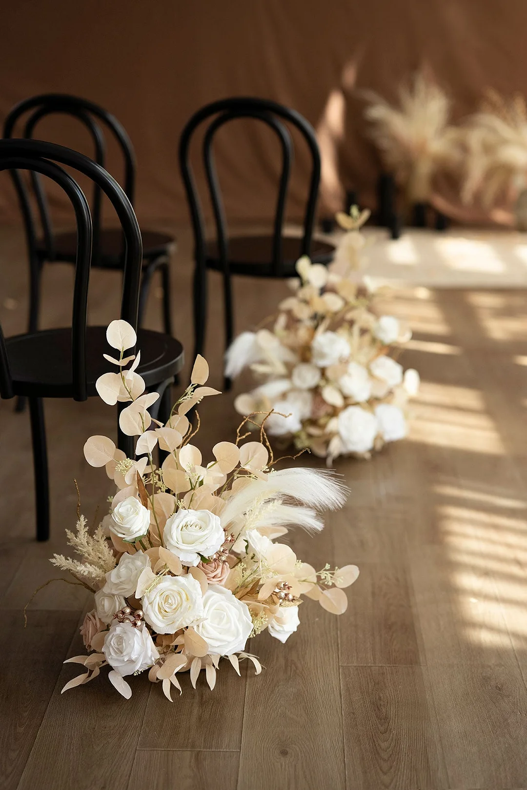 Free-Standing Flower Arrangements in White & Beige