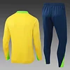 2025 Brazil Half-Pull Training Suit Yellow Football Shirt 1:1 Thai Quality Set