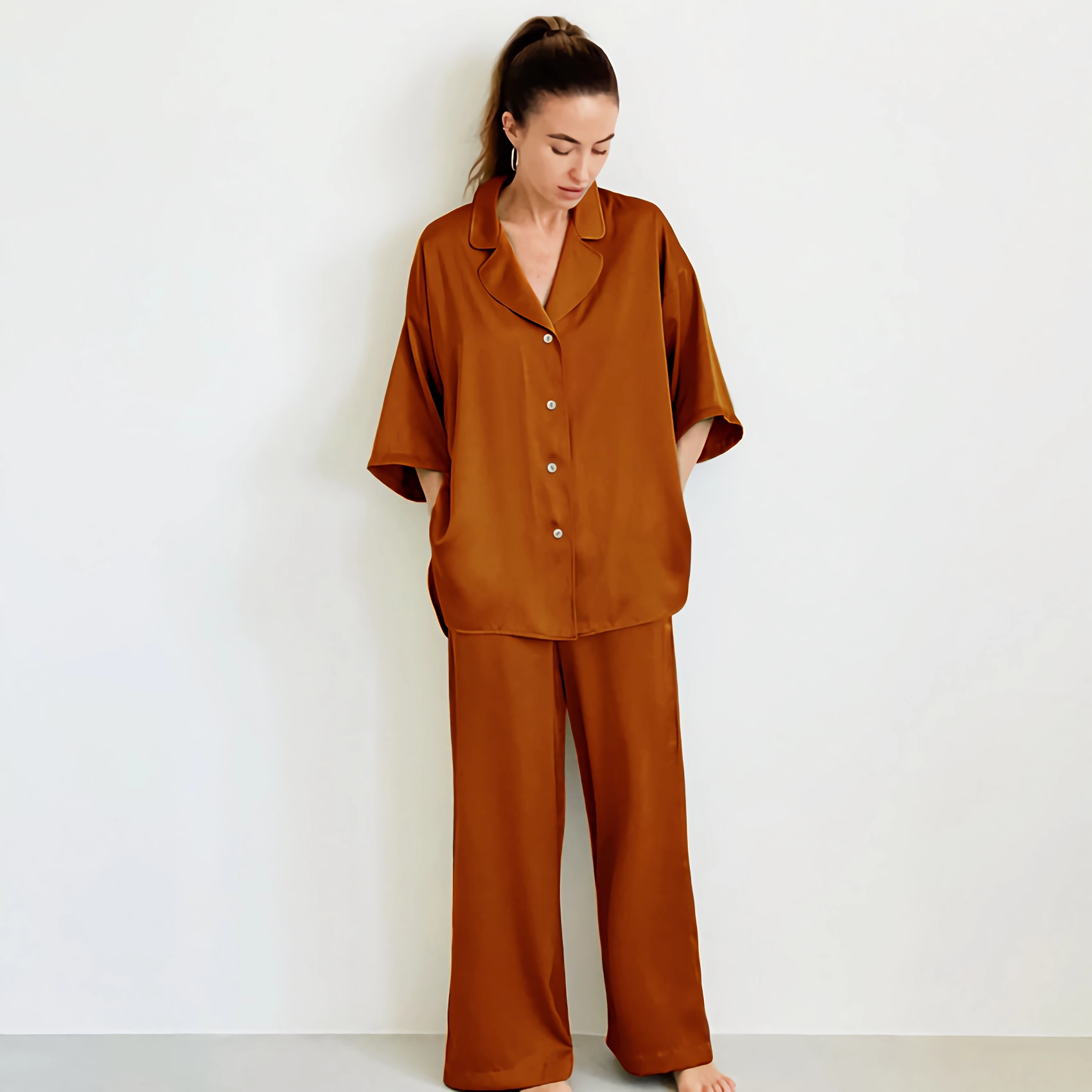 22 Momme Oversized Mulberry Silk Pajamas REAL SILK LIFE