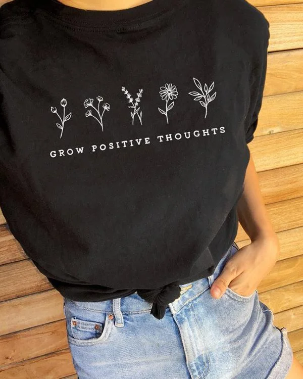 women floral print tshirt summer inspired slogan graphic boho tee top mental health shirt p119072