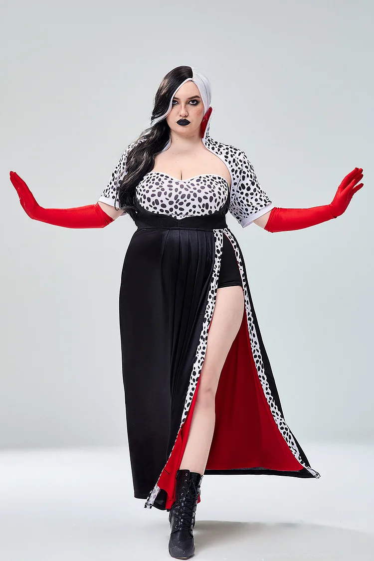 Xpluswear Design Plus Size Halloween Costume Black Cosplay Maxi Dress（Ships 24h）