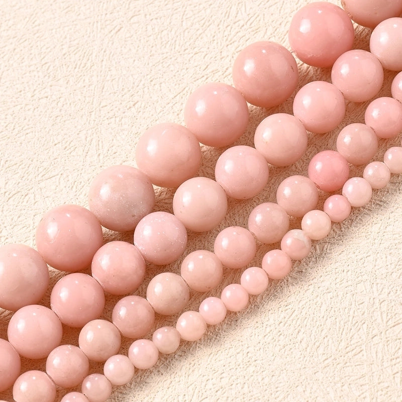 1 Strand/Package 10mm 6mm 8mm Hole Under 1mm Hole 1~1.9mm Natural Stone Pink Opal Simple Solid Color Polished Beads