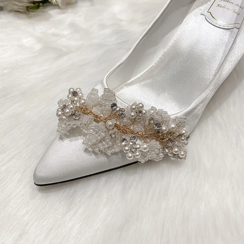 French Wedding Shoes 2022 Pearl Dress Bridesmaid Bride Shoes Master Wedding Shoes White High Heels Pumps Shoes Stripper Heels