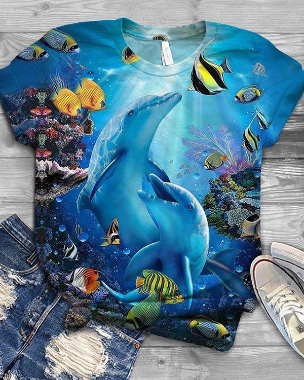Printed Casual Crew Neck Women Shirts & Tops