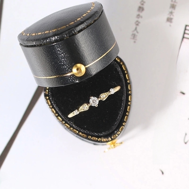 Minimalist Round Copper Inlay Zircon Rings