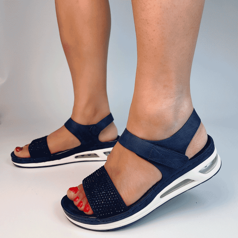 Casual Air Cushioned Wedge Comfort Rhinestone Sandals