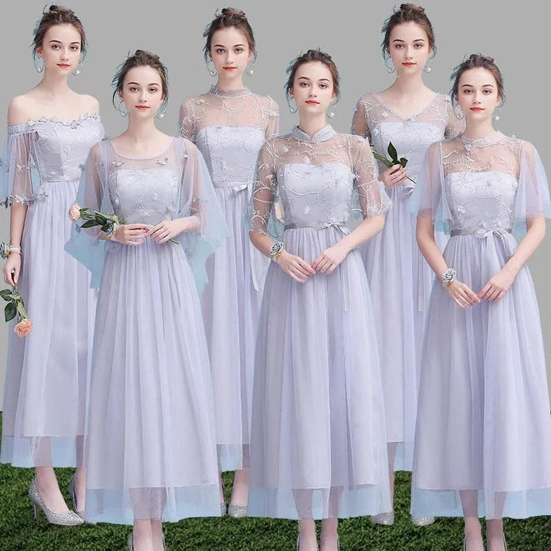 Grey/Purple/Champagne Elegant Long Dress SP14594