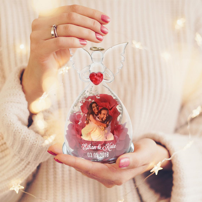 Personalized angel glass cover immortal flower