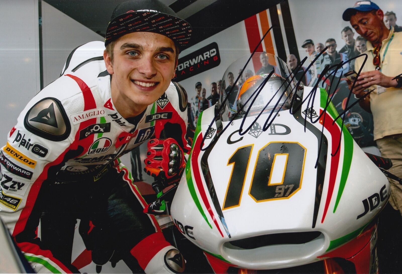 Luca Marini Hand Signed 12x8 Photo Poster painting Forward Racing Kalex Moto2 2016 MOTOGP 7.