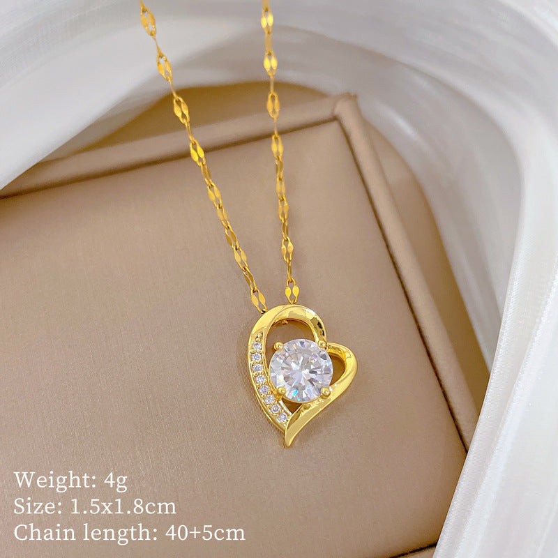 Copper Micro-Inlaid Cross Fashionable And Gorgeous Full Diamond Necklace For Women All-Match Clavicle Chain Titanium Steel