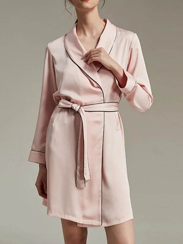 Long Sleeves Bandage Lapel Pajamas Robes