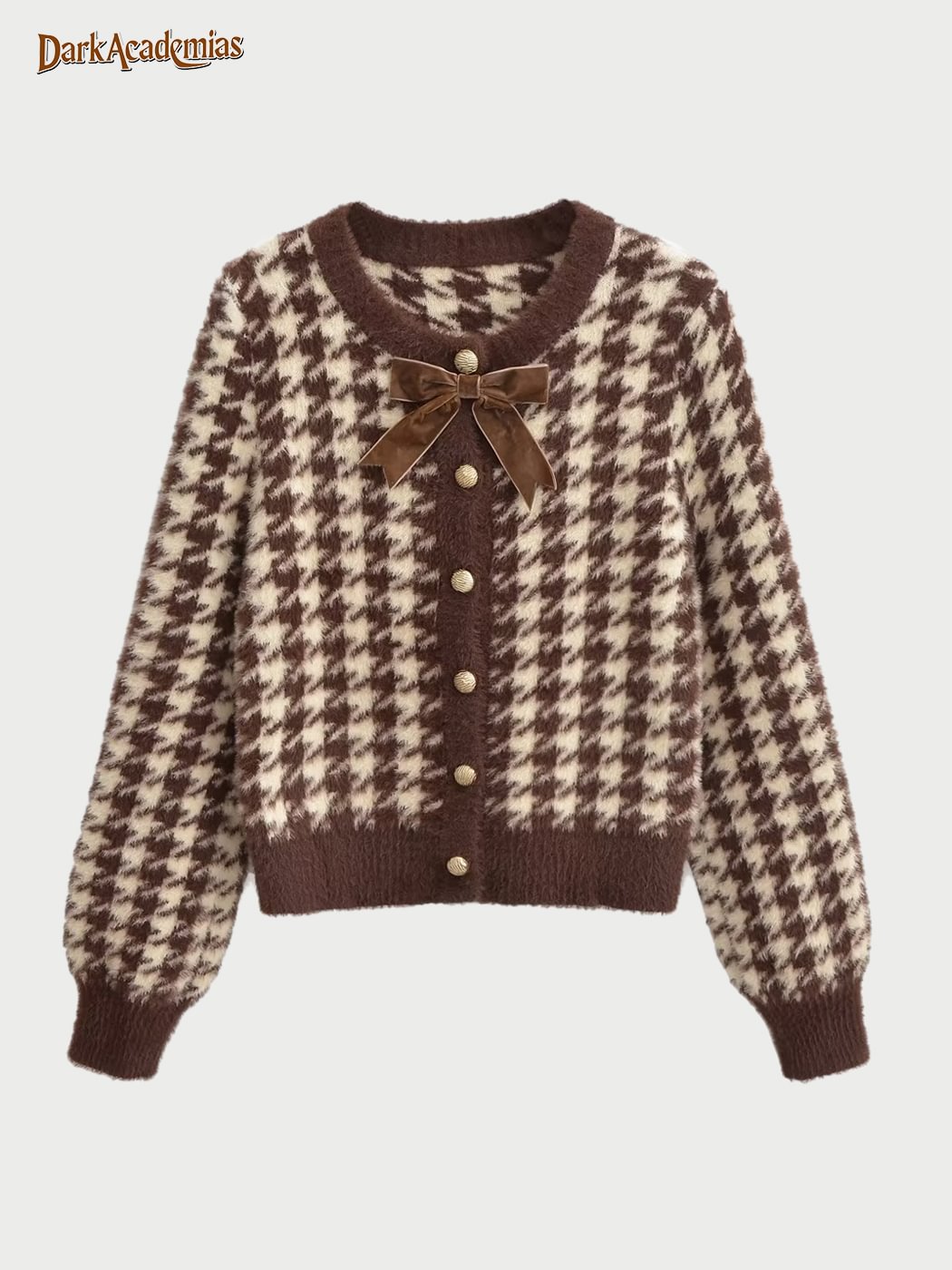 Houndstooth Bow Tie Wool Cardigan