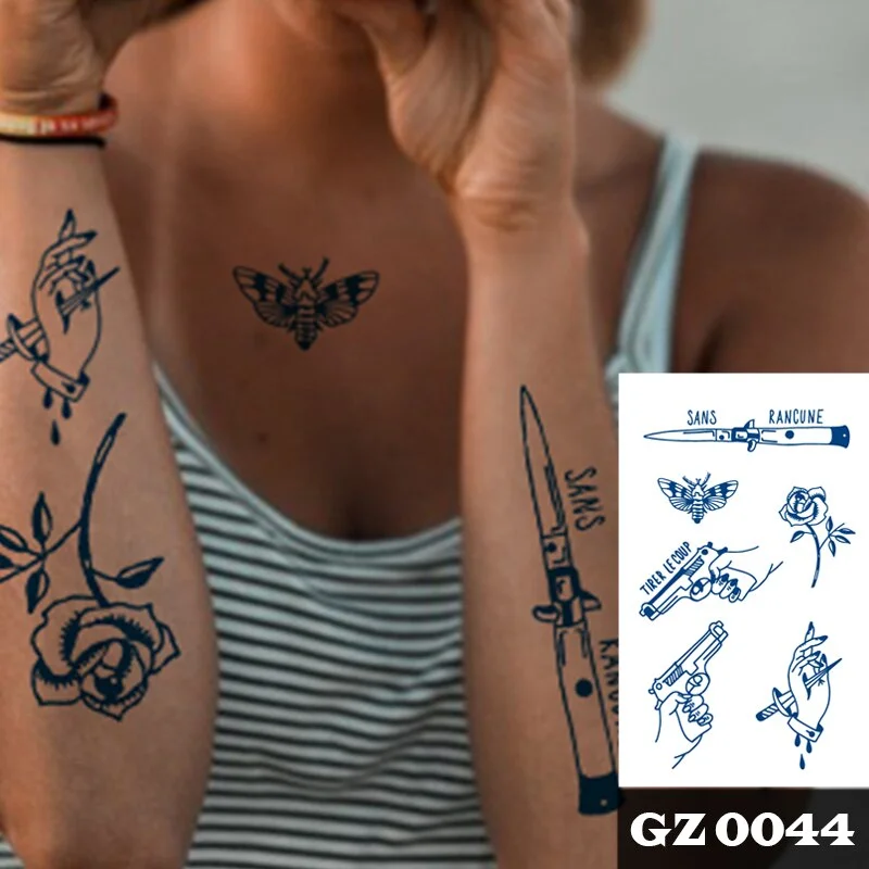 Premium Waterproof Temporary Tattoos for Women Men,Lifelike fake Tattoo Long-Lasting 1-2 Weeks ,Dark Blue Semi Permanent Tattoos